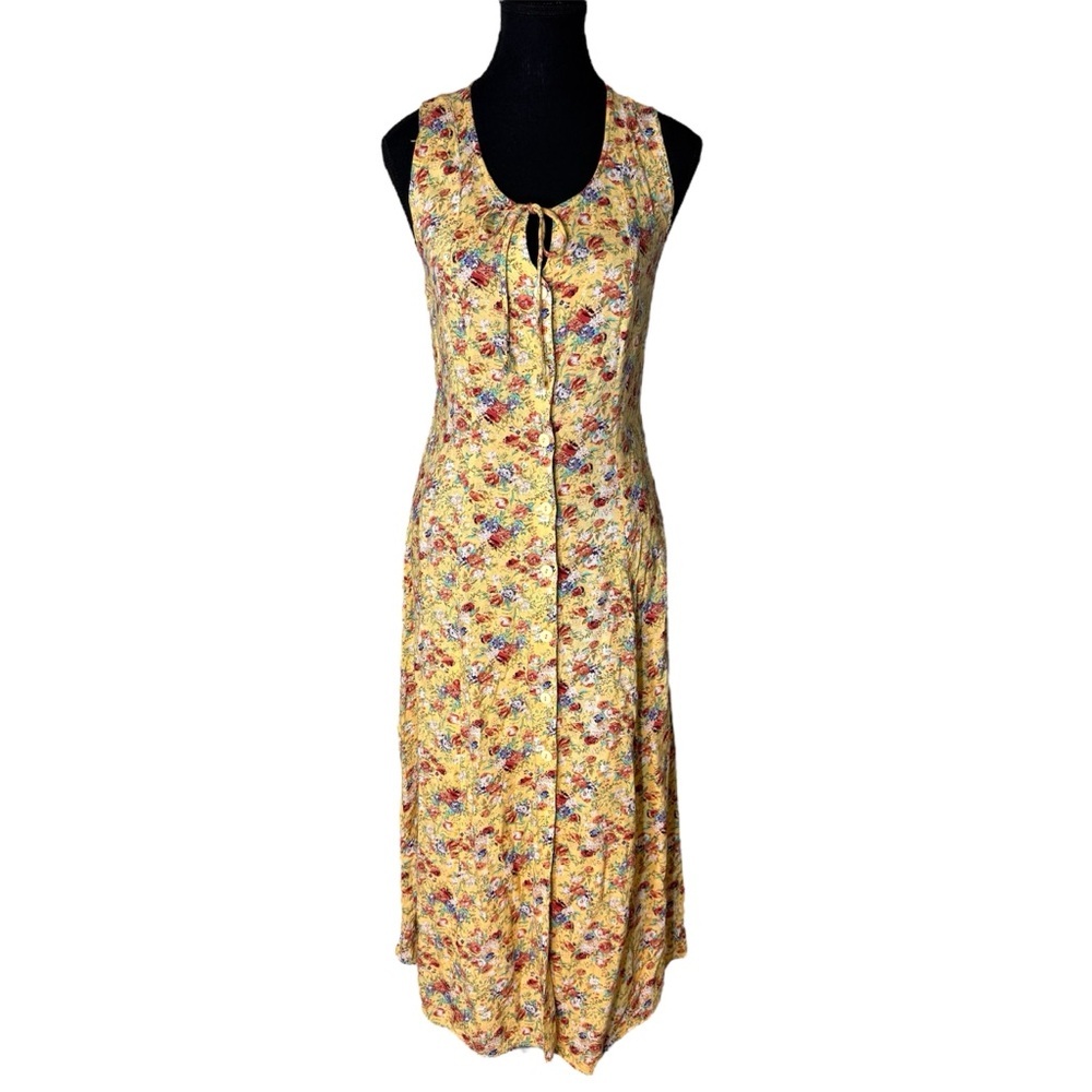 CHABLIS Vintage Pale Yellow Floral Summer Prairie Dress Cottagecore Size 5 / 6